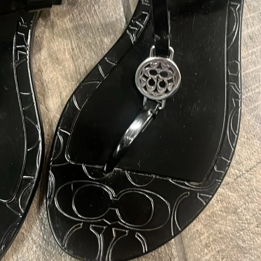 Coach black logo sandals